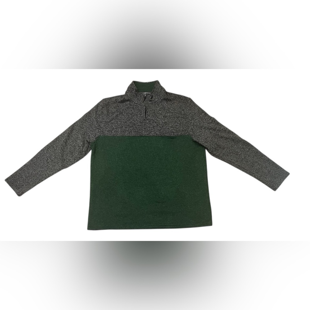 Men’s IZOD Classic-Fit Sweater Fleece Quarter-Zip Pullover Peacoat Green Size XL